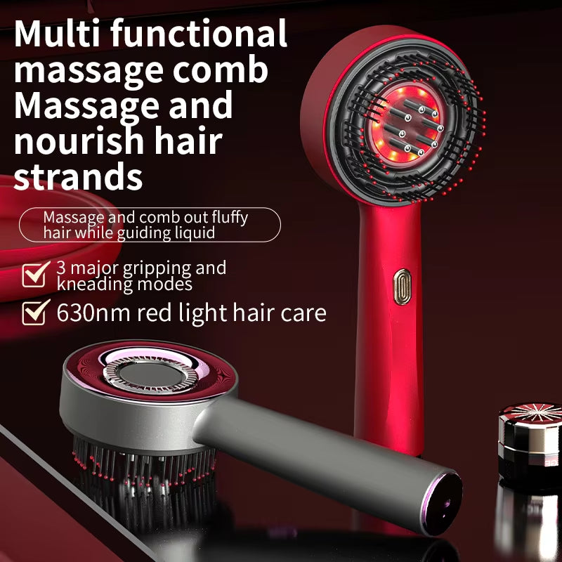 Electric Head Massager Hair Growth Comb Scalp Relax Massager 630Nm Red Light Oil Applicator Anti-Hair Loss Hair Care Hairbrush